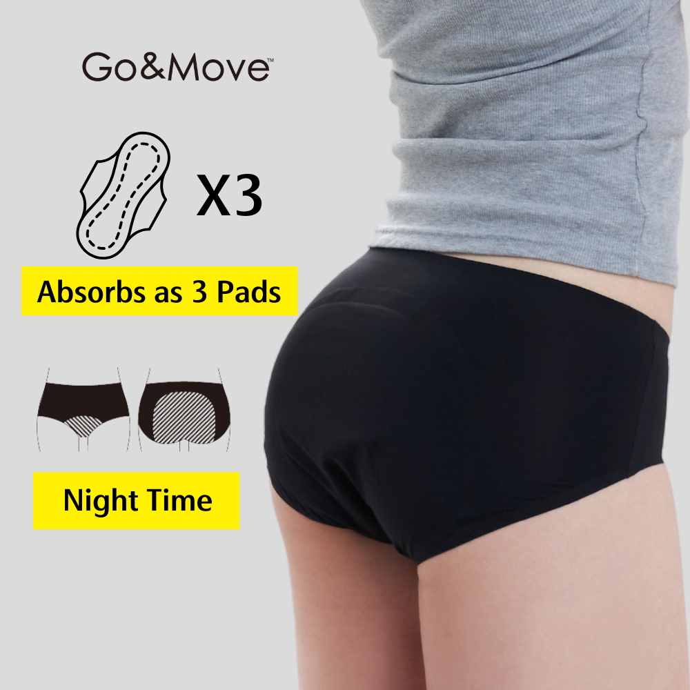 Mid-Waisted Seamless Leakproof Briefs - Overnight, Moderate Flow