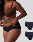 Rayon Period Underwear 2-Pack (Mid-Waisted, Daytime, Heavy Flow)